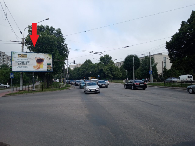 Щит 6x3,  Великого В. вул., 35 - Тролейбусна вул. (Львівський коледж телекомунікацій, ЖК "Америка", магазин Двері Анді), в напрямку Княгині Ольги вул.