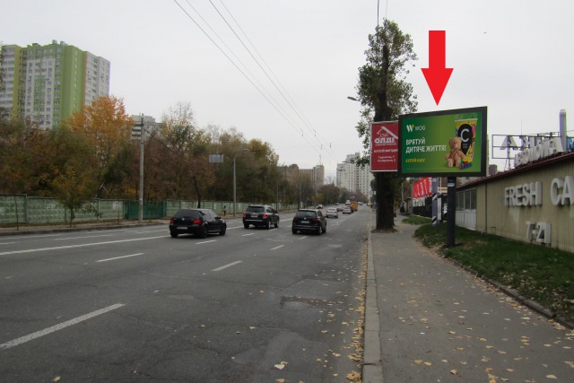 Скролл 3.14x2.3,  Юрія Іллєнка (Мельникова вул.) вул., 89а (АЗС "Shell", Сільпо), в напрямку ст.метро Лук'янівка