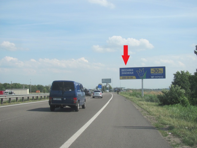 Щит 6x3,  Новообухівська траса (Дніпровське шосе), в напрямку з м. Київ, 300 м.. після ТЦ"Мегамаркет", "Мануфактура" ,600 м. ЖК Нова Конча Заспа,  лівий
