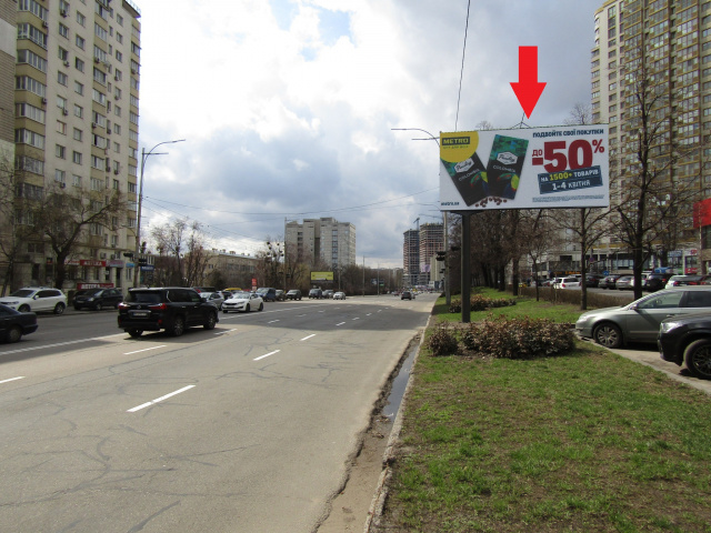 Цифрова панель 6x3,  Голосіївський просп., 58а (до ст. м. Голосіївська, готель "Мир", парк Голосіївський), в напрямку Одеська площа