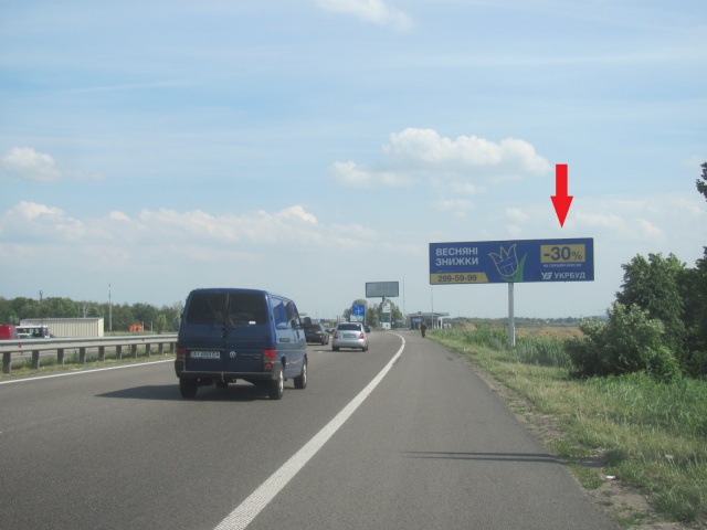 Щит 6x3,  Новообухівська траса (Дніпровське шосе), в напрямку з м. Київ, 300 м.. після ТЦ"Мегамаркет", "Мануфактура" ,600 м. ЖК Нова Конча Заспа, правий
