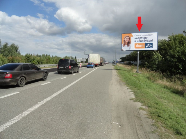Щит 6x3,  Житомирське шосе , в напрямку м.Київ, перед с.Міла, (27 км, Садівничий центр "Greensad"), 7км+100м