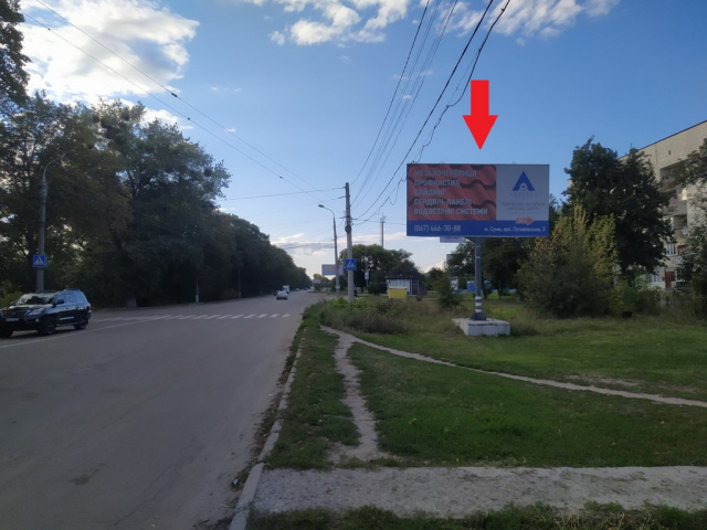 Щит 6x3,  Білопільська вул,.38,(салон "Toyota", "In-Time", АЗС "ANP"), виїзд з центра міста