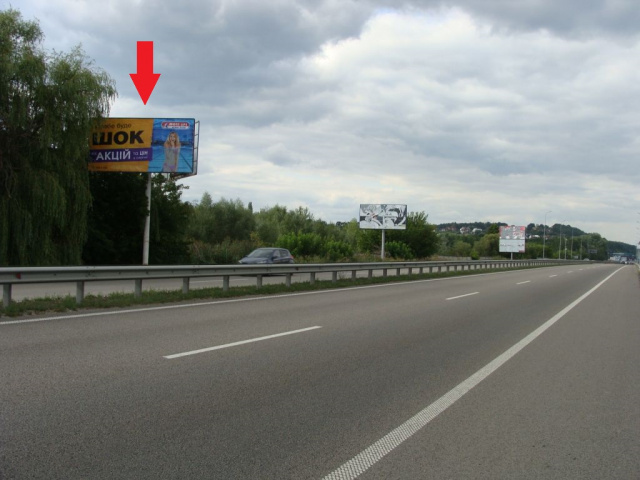 Щит 6x3,  Новообухівська траса (Дніпровське шосе), в напрямку м. Київ, 5км. після ТЦ"Мегамаркет",550м до повороту на с. Лісники