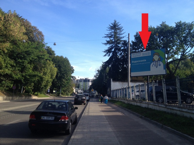 Щит 3.36x2.37,  Стуса В. вул., 4 (Басейни "Динамо", Автосалон), в напрямку Червоної Калини просп.