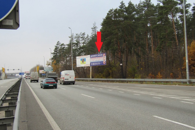 Щит 6x3,  Житомирське шосе , в напрямку з м. Київ, за с.Мрія, 200м. до пішохідного переходу,8км+700м, правий