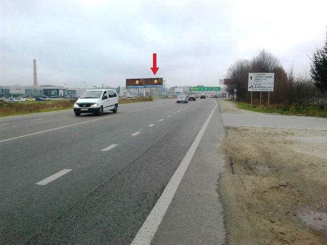 Щит 6x3,  Кільцева дорога, на перетині з Шухевича Р. вул., права (Гіпермарткет "Епіцентр", Гіпермаркет "МЕТРО", АЗС "БРСМ-нафта", в'їзд до автосалонів "BMW", "HONDA", "Volkswagen & Seat"), в напрямку Городоцька